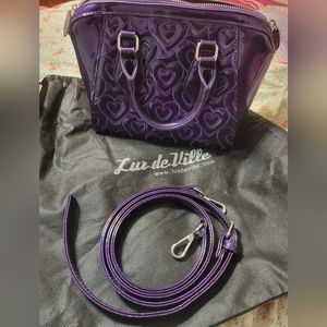 Purple sparkle heart mini lux de ville tote